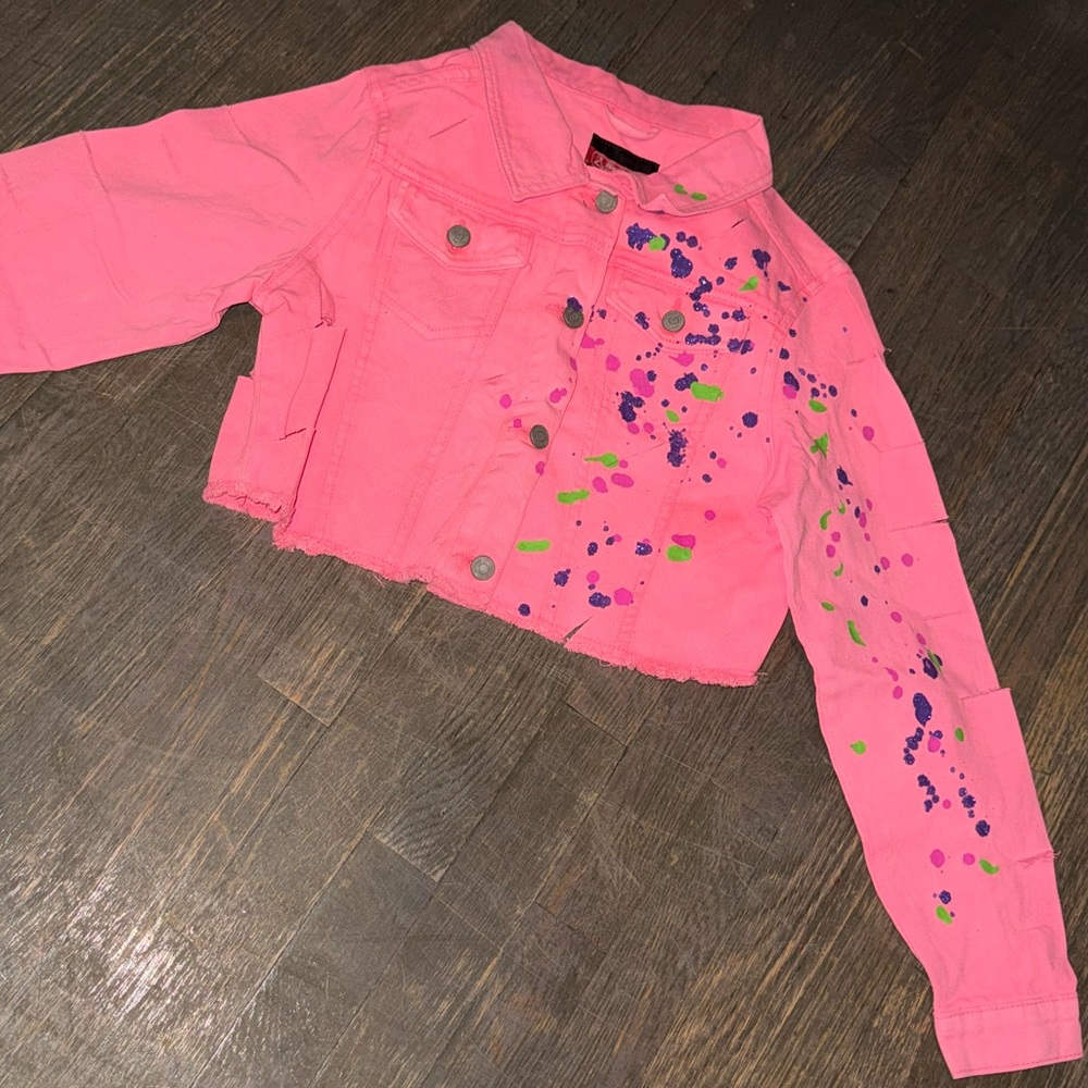 Pink Custom Jean Jacket Size Medium Never Worn